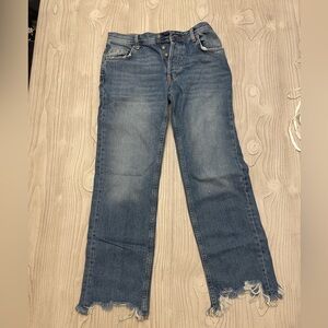 Free People Fringe Blue Straight Leg Jeans